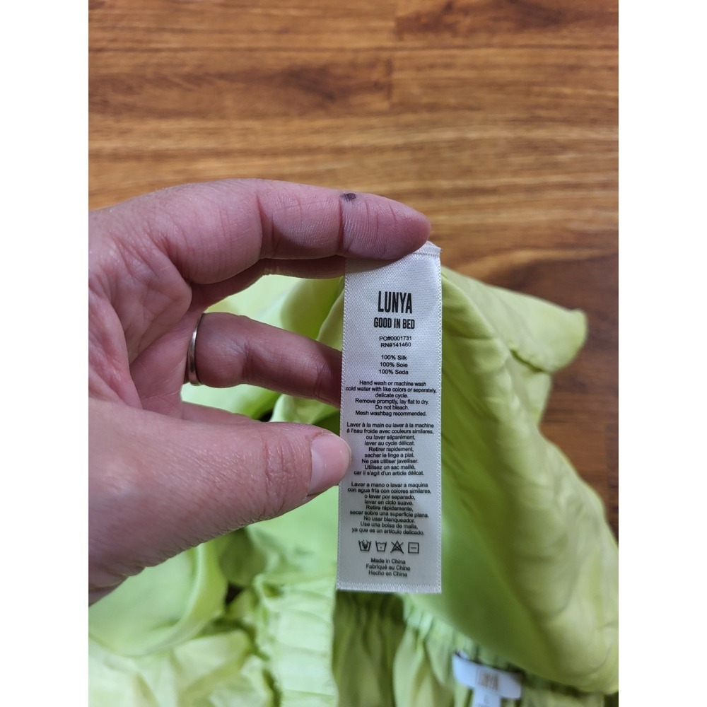 Lunya Washable Silk Women's Pajama Set Tulip-back Tank & Shorts Lime Green Large - Picture 5 of 5